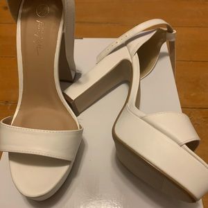 White platform heels